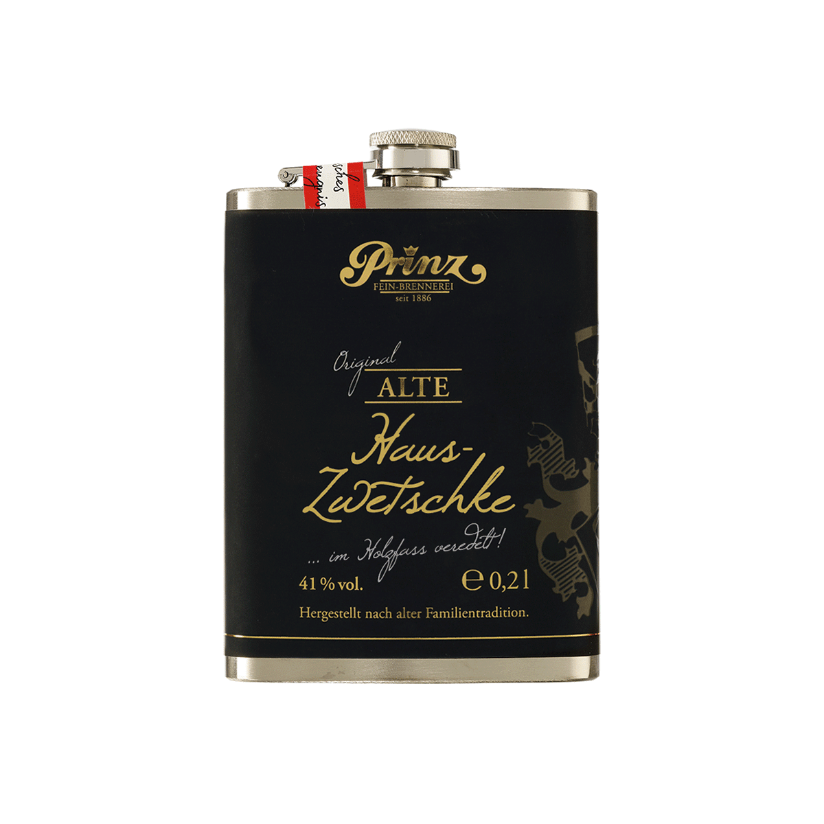Edelstahl-Flachmann Alte Haus-Zwetschke 41% vol