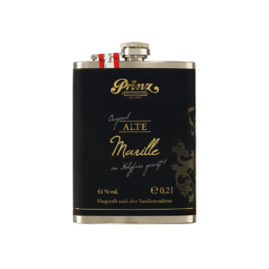 Edelstahl-Flachmann mit Alter Marille 41 % vol