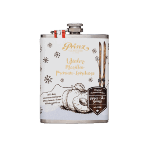 Edelstahl-Flachmann mit Winter Marille Schnaps 40 % vol.